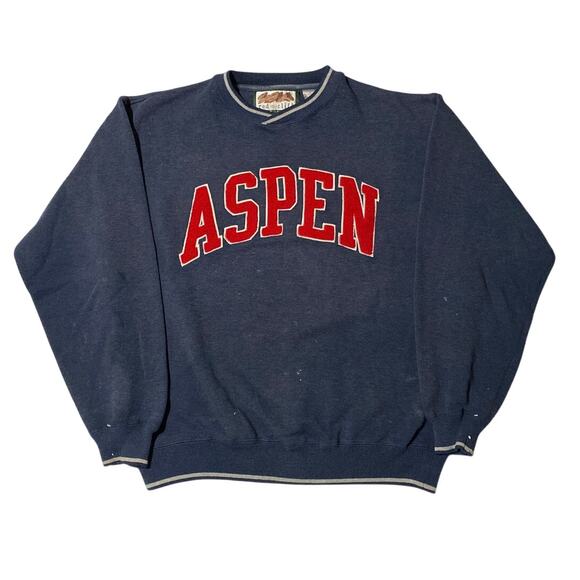 Aspen Colorado Varsity Crewneck Sweatshirt Preppy Ski Sweater Size M Destination - Picture 2 of 13